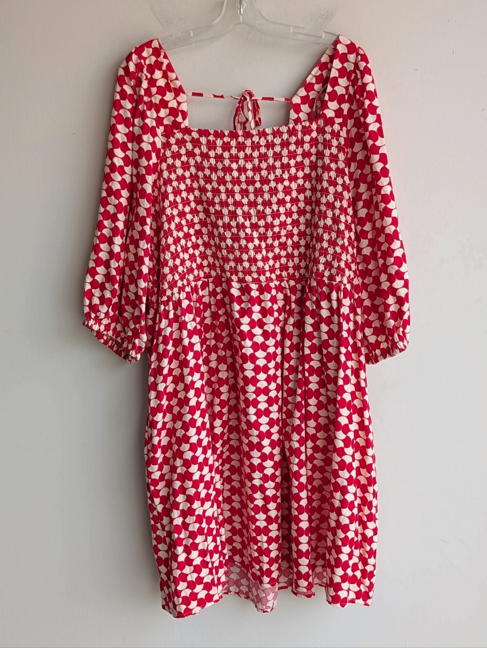 Ava & Viv Red and White Long Sleeve Mini Dress